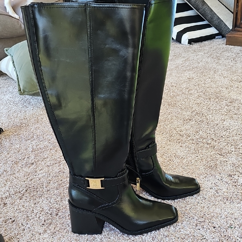 NWT Vince Camuto Black Tall Boots Wide-Calf 7 Chic!